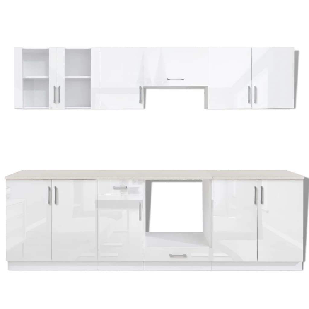 Kitchen Cabinet Unit 8 Pieces High Gloss White 260 cm